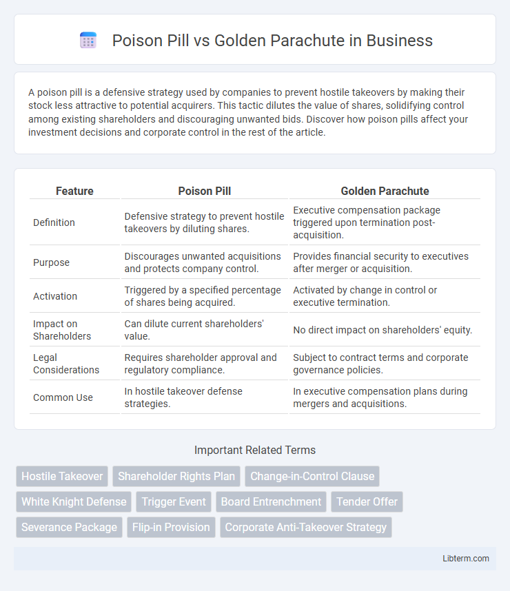 Golden Parachute vs Poison Pill in Business - What is The Difference?