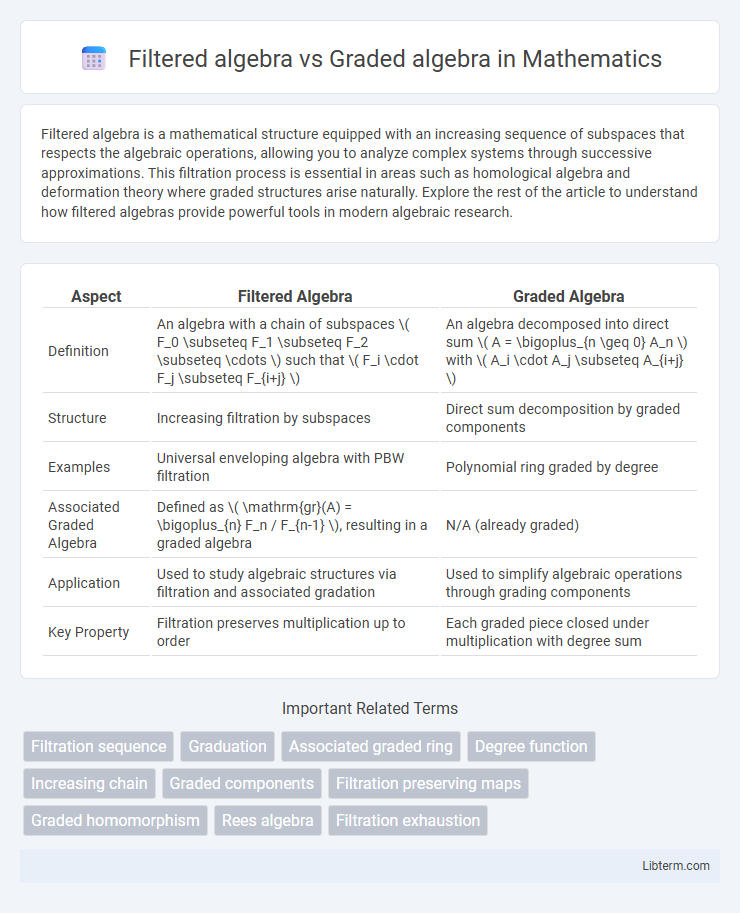 Graded algebra vs Filtered algebra in Mathematics - What is The Difference?