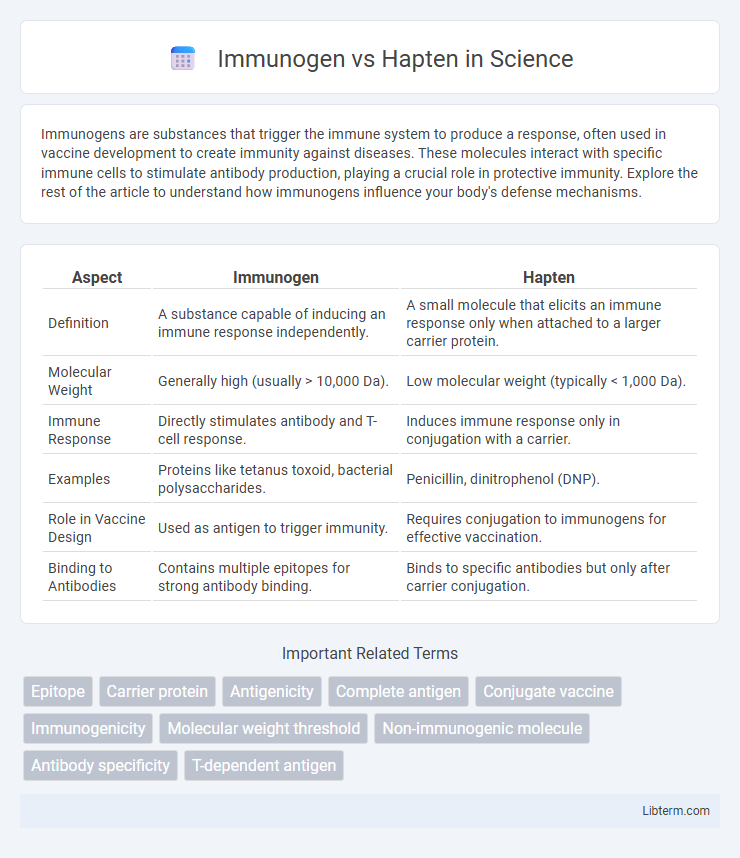 Hapten vs Immunogen in Science - What is The Difference?