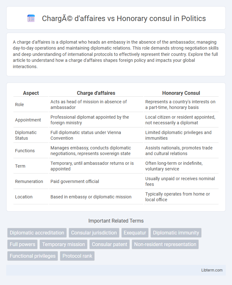 Honorary consul vs Chargé d'affaires in Politics - What is The Difference?