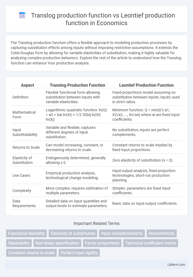 Leontief production function vs Translog production function in Economics - What is The Difference?