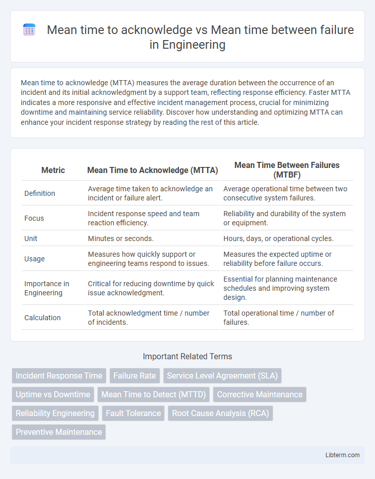 Mean time between failure vs Mean time to acknowledge in Engineering - What is The Difference?