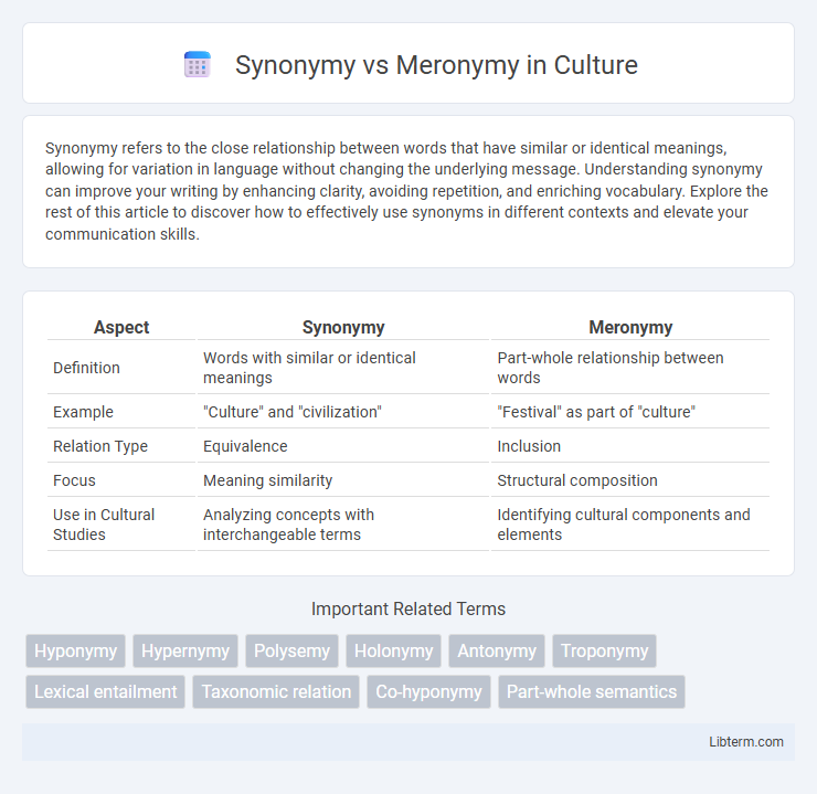 Meronymy vs Synonymy in Culture - What is The Difference?