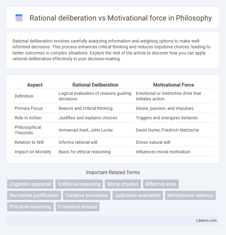 Motivational force vs Rational deliberation in Philosophy - What is The Difference?
