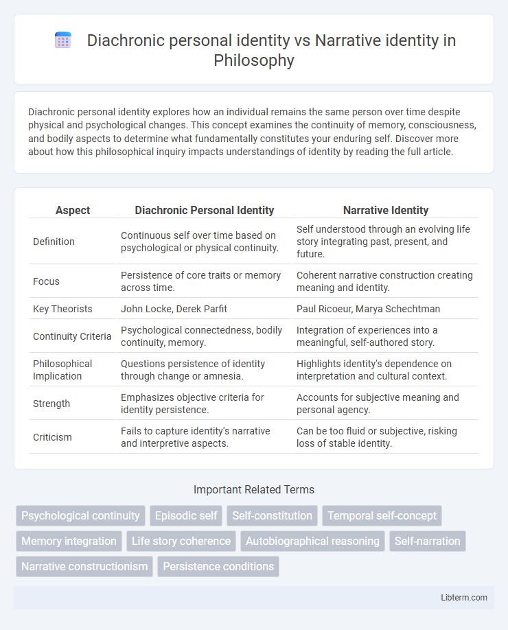 Narrative identity vs Diachronic personal identity in Philosophy - What is The Difference?