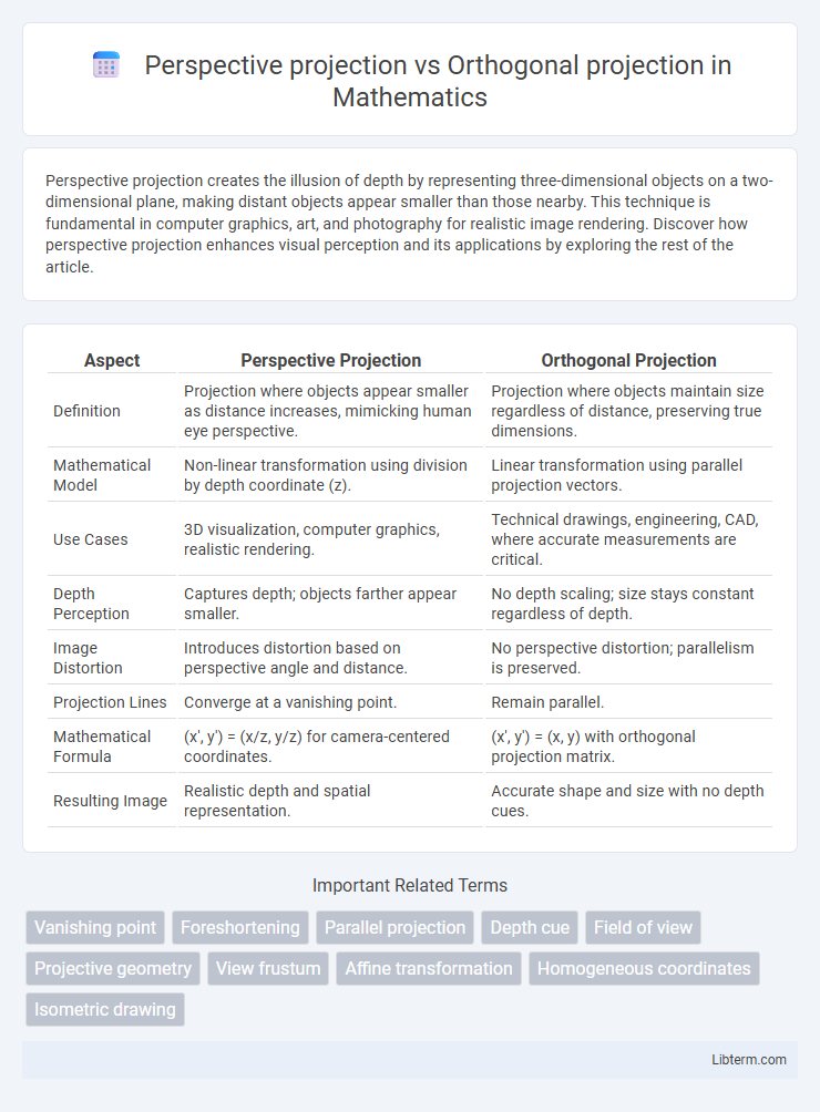 Orthogonal projection vs Perspective projection in Mathematics - What is The Difference?