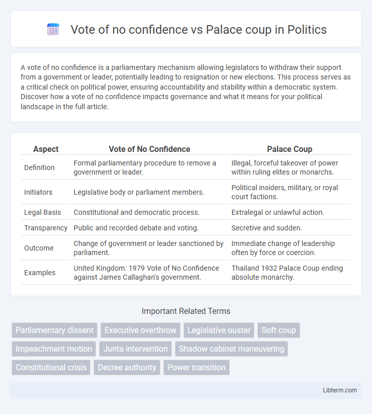 Palace coup vs Vote of no confidence in Politics - What is The Difference?