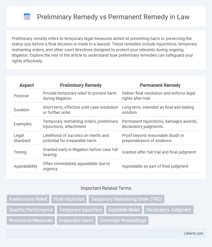 Permanent Remedy vs Preliminary Remedy in Law - What is The Difference?