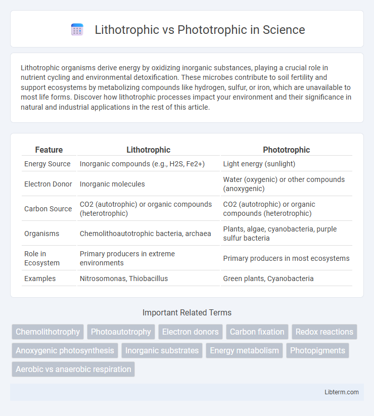 Phototrophic vs Lithotrophic in Science - What is The Difference?