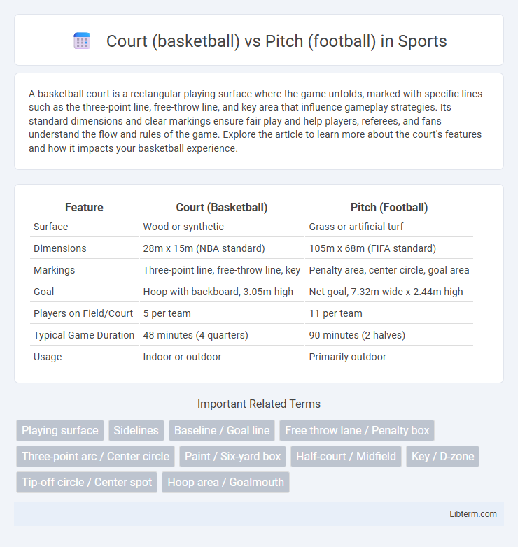 Pitch (football) vs Court (basketball) in Sports - What is The Difference?