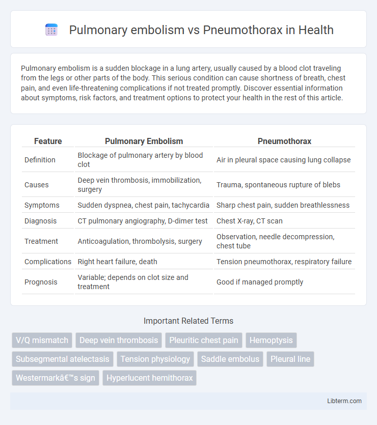 Pneumothorax vs Pulmonary embolism in Health - What is The Difference?