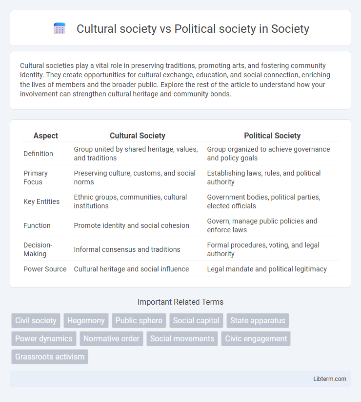 Political society vs Cultural society in Society - What is The Difference?