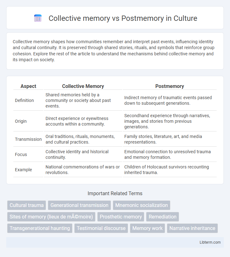 Postmemory vs Collective memory in Culture - What is The Difference?