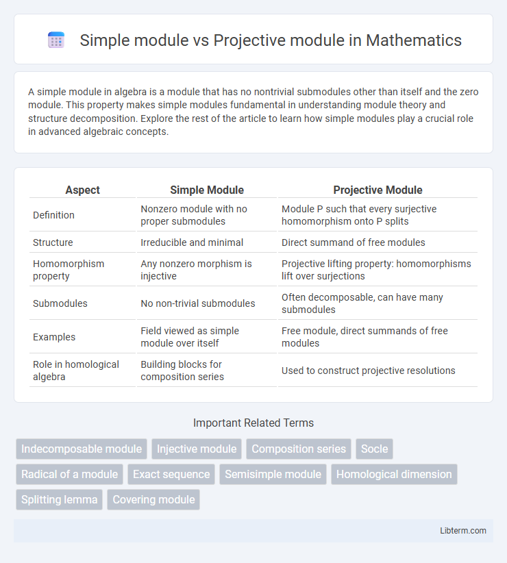 Projective module vs Simple module in Mathematics - What is The Difference?