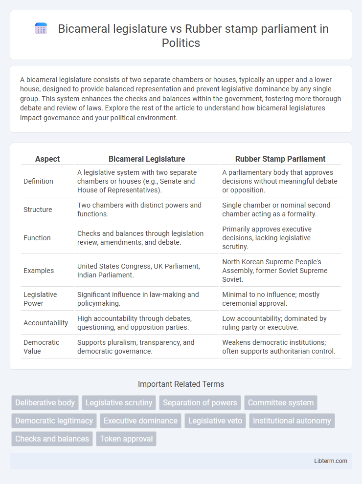 Rubber stamp parliament vs Bicameral legislature in Politics - What is The Difference?