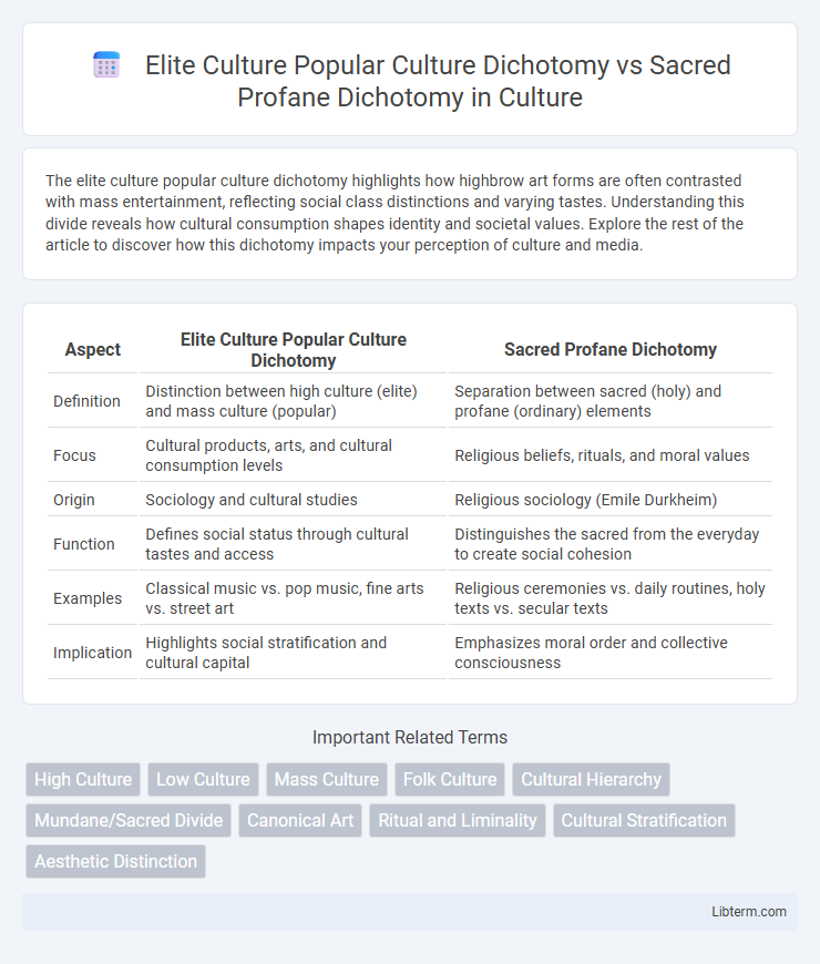 Sacred Profane Dichotomy vs Elite Culture Popular Culture Dichotomy in Culture - What is The Difference?