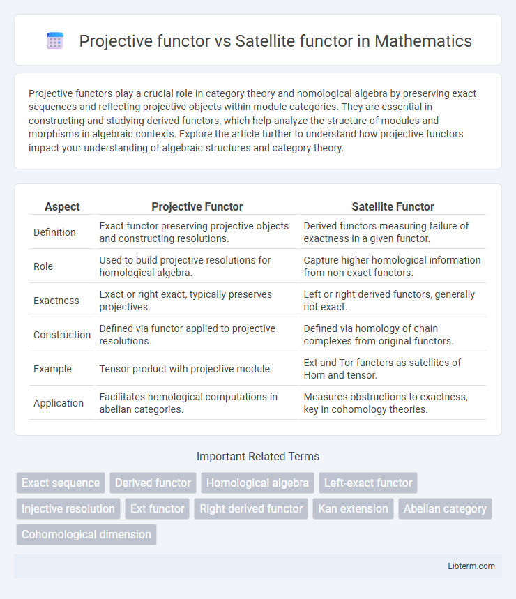 Satellite functor vs Projective functor in Mathematics - What is The Difference?