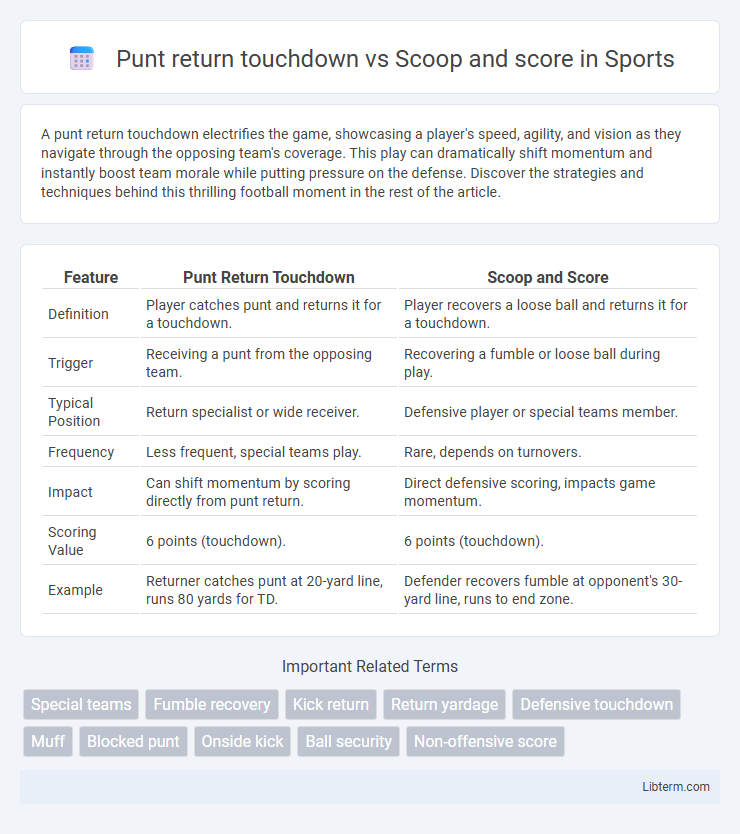 Scoop and score vs Punt return touchdown in Sports - What is The Difference?