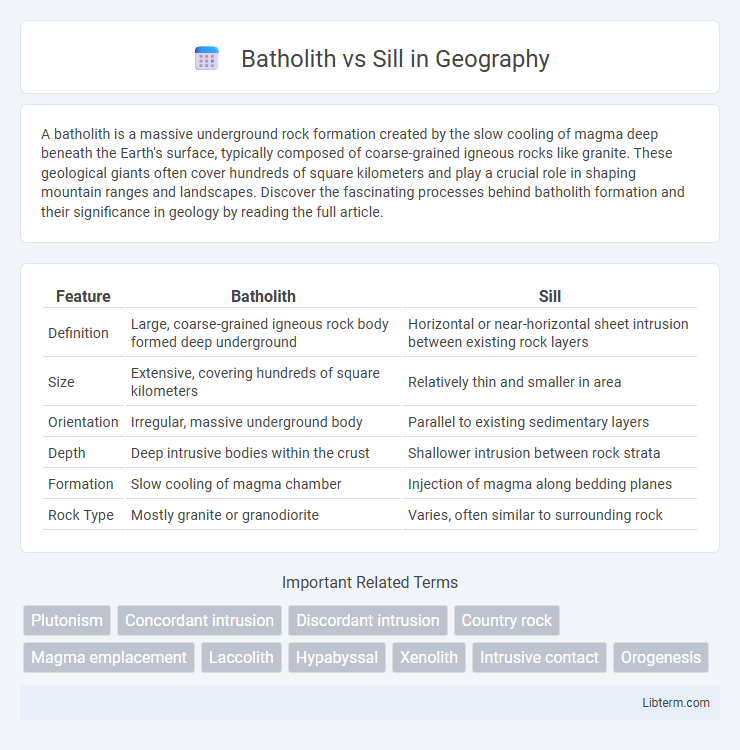 Sill vs Batholith in Geography - What is The Difference?