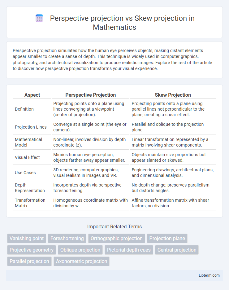 Skew projection vs Perspective projection in Mathematics - What is The Difference?