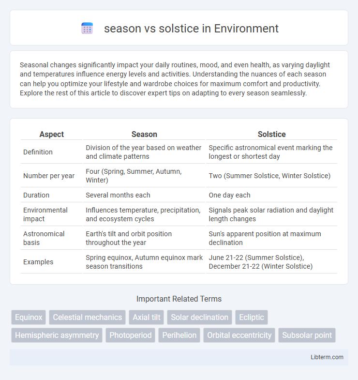 solstice vs season in Environment - What is The Difference?