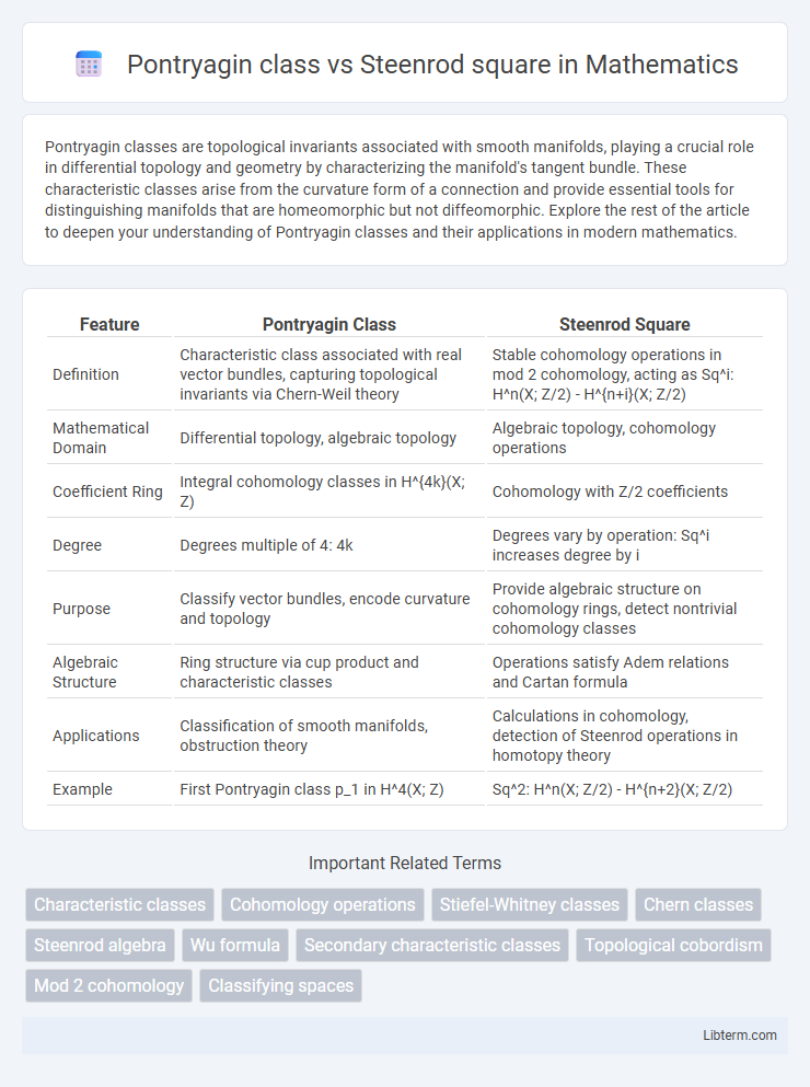 Steenrod square vs Pontryagin class in Mathematics - What is The Difference?