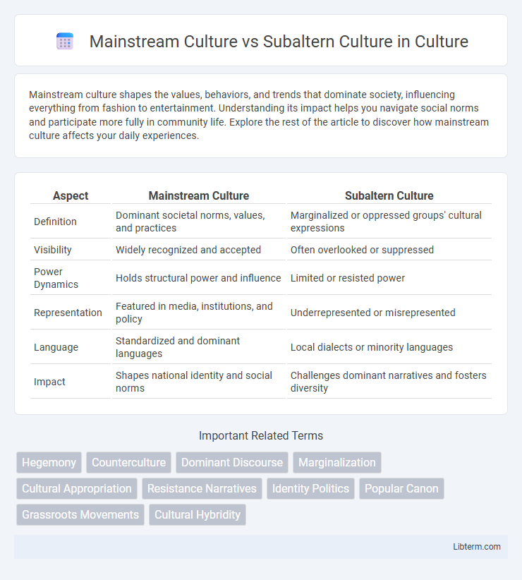 Subaltern Culture vs Mainstream Culture in Culture - What is The Difference?