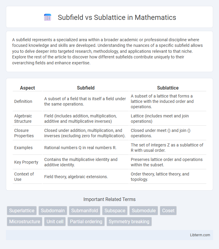 Sublattice vs Subfield in Mathematics - What is The Difference?