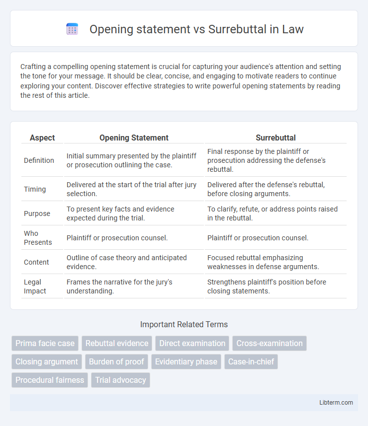 Surrebuttal vs Opening statement in Law - What is The Difference?