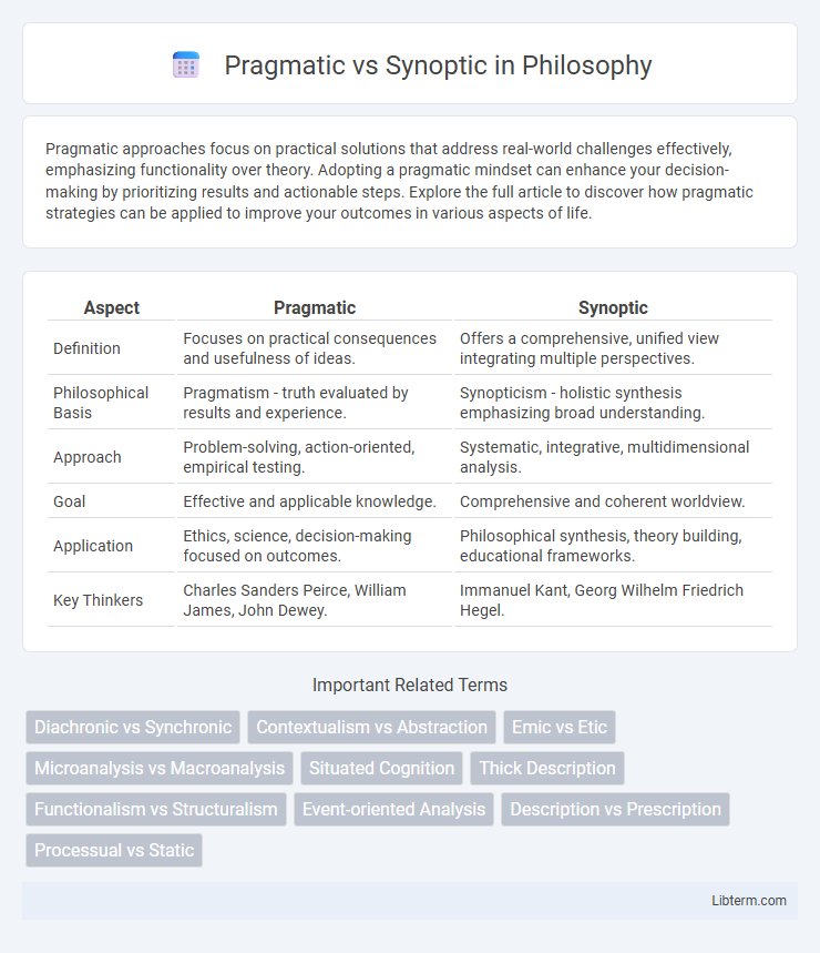 Synoptic vs Pragmatic in Philosophy - What is The Difference?