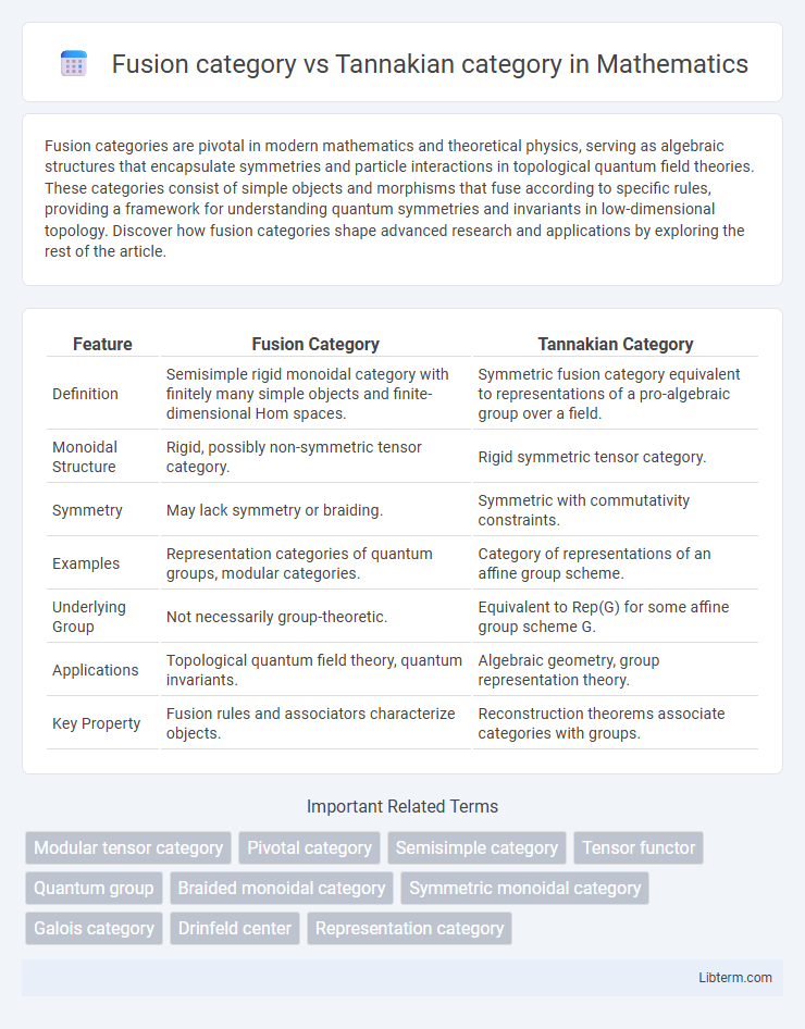 Tannakian category vs Fusion category in Mathematics - What is The Difference?