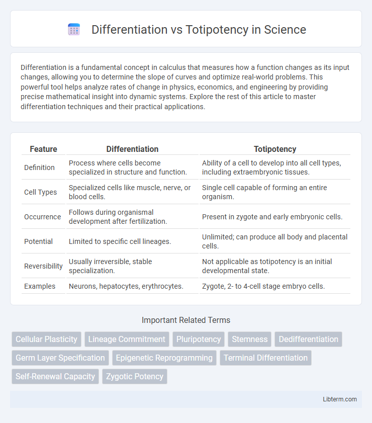 Totipotency vs Differentiation in Science - What is The Difference?