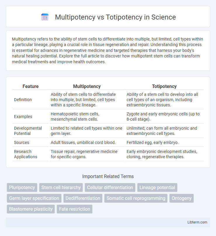 Totipotency vs Multipotency in Science - What is The Difference?