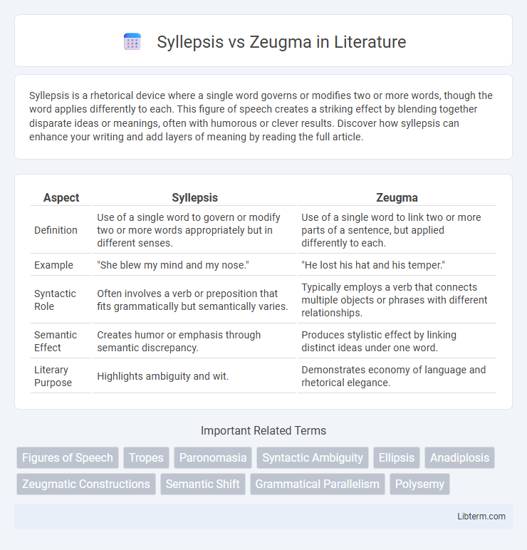 Zeugma vs Syllepsis in Literature - What is The Difference?