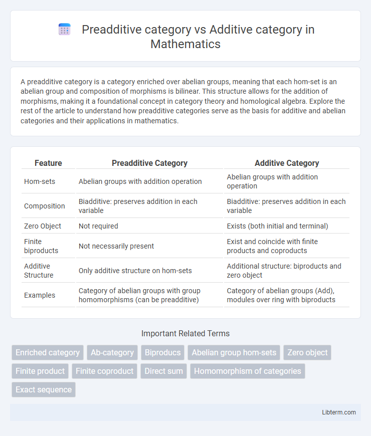 Additive category vs Preadditive category in Mathematics - What is The Difference?