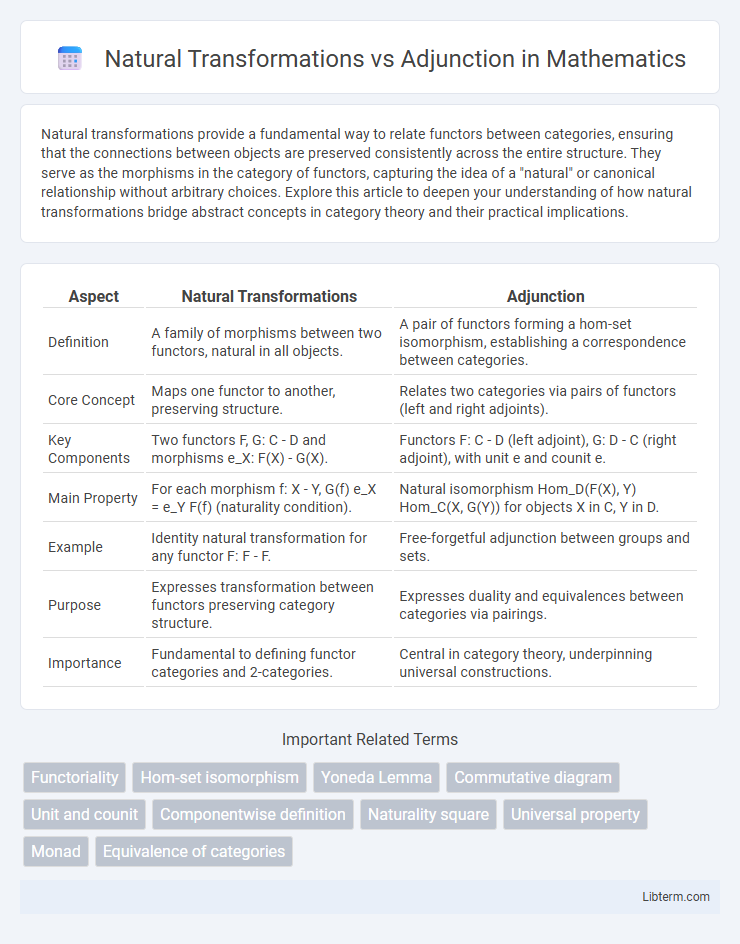Adjunction vs Natural Transformations in Mathematics - What is The Difference?