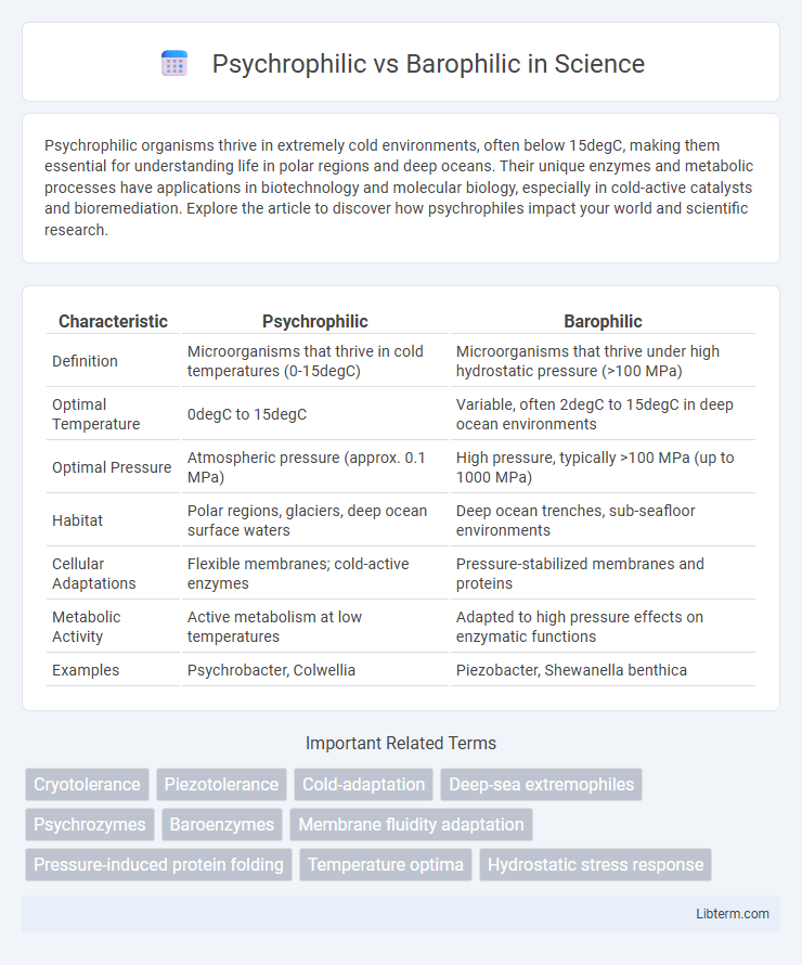 Barophilic vs Psychrophilic in Science - What is The Difference?