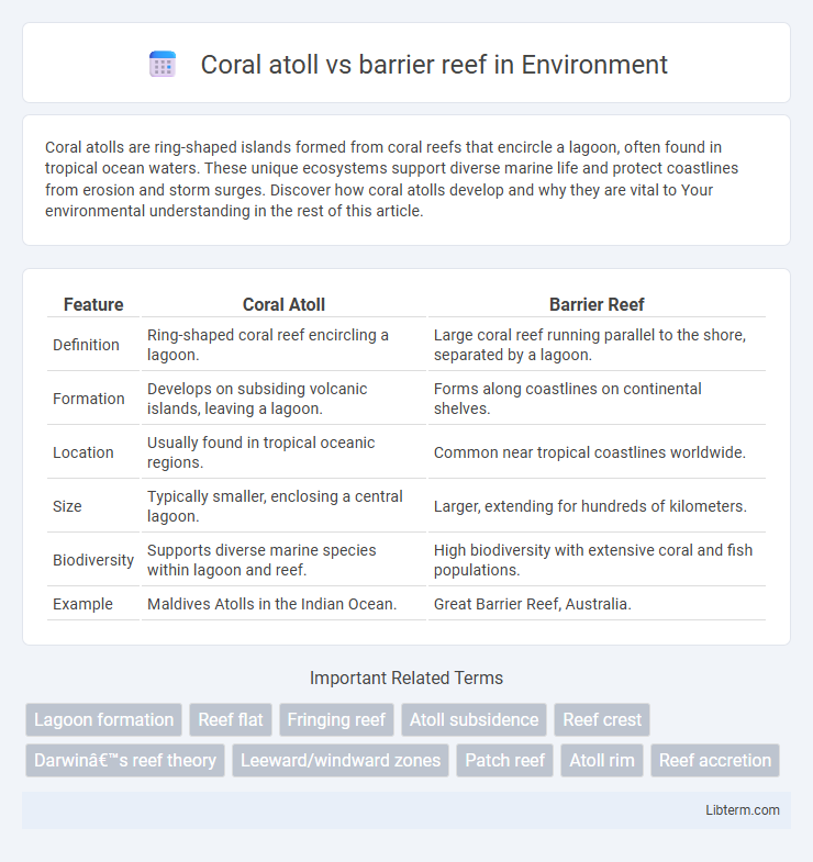 barrier reef vs Coral atoll in Environment - What is The Difference?