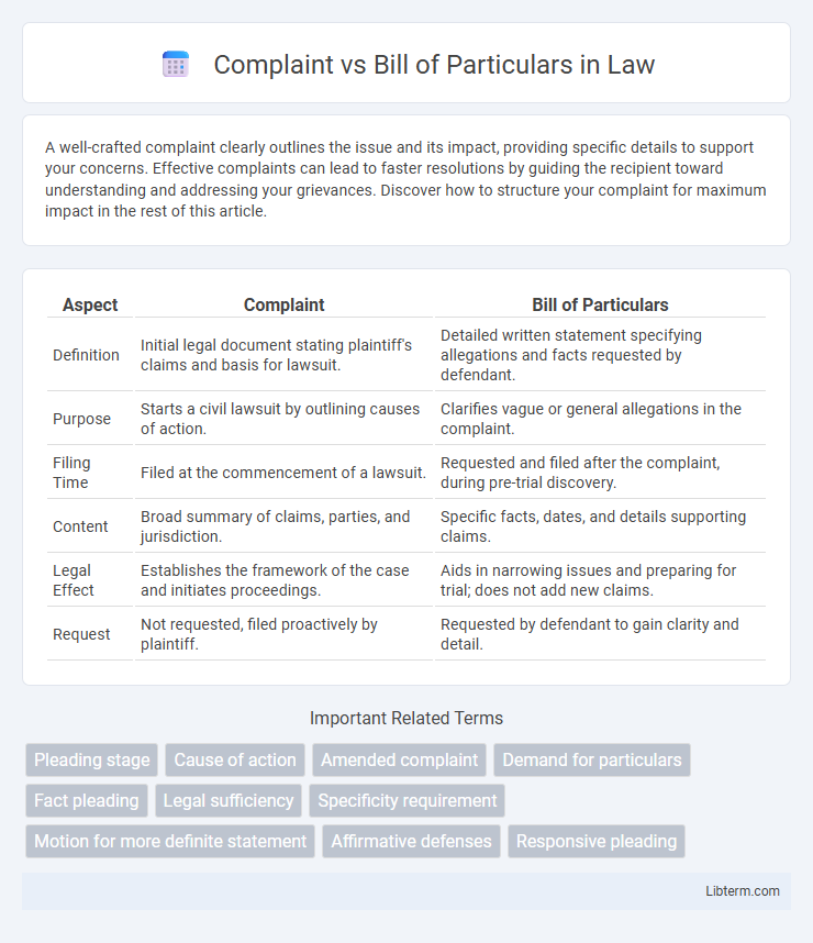 Bill of Particulars vs Complaint in Law - What is The Difference?