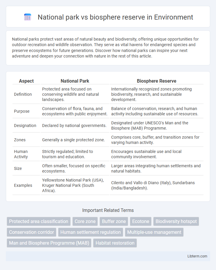 biosphere reserve vs National park in Environment - What is The Difference?