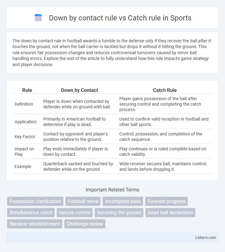 Catch rule vs Down by contact rule in Sports - What is The Difference?