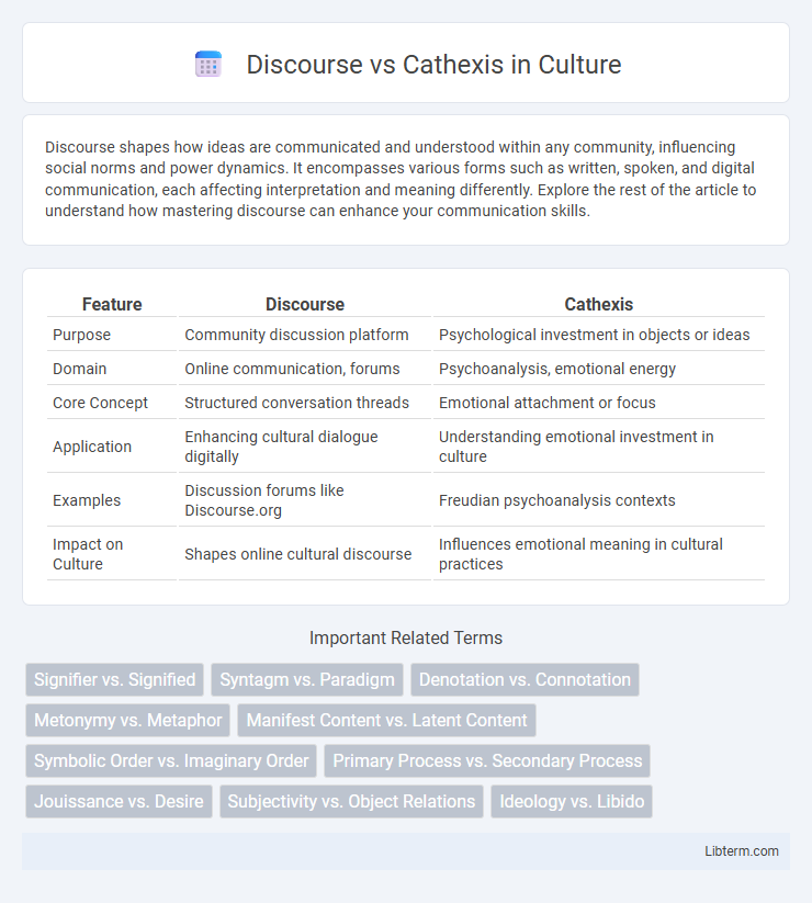 Cathexis vs Discourse in Culture - What is The Difference?