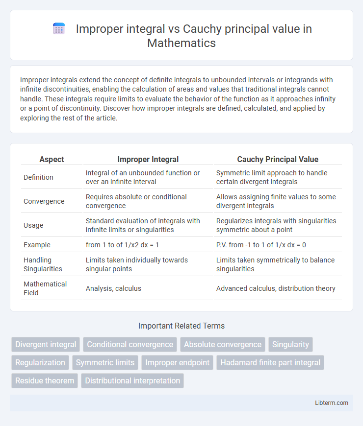 Cauchy principal value vs Improper integral in Mathematics - What is The Difference?