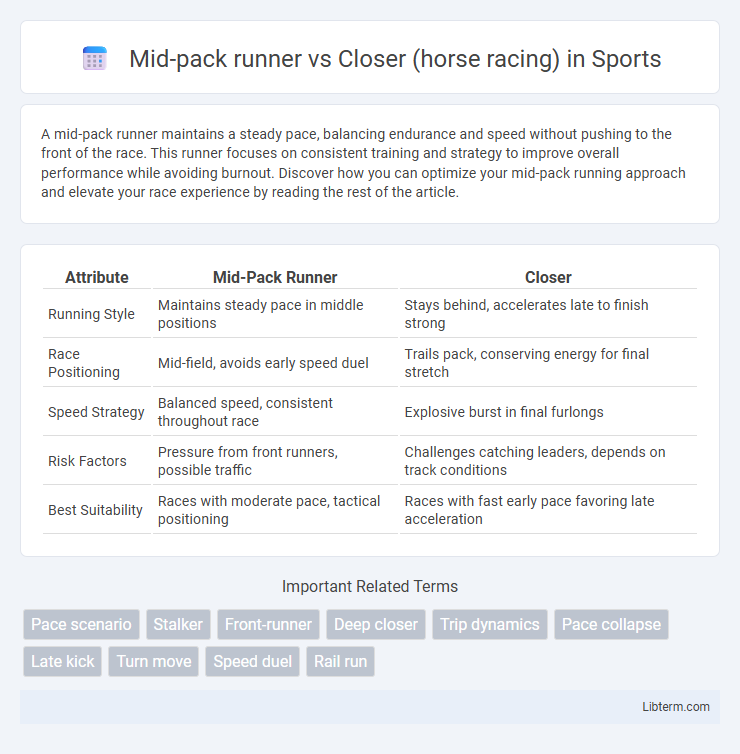 Closer (horse racing) vs Mid-pack runner in Sports - What is The Difference?