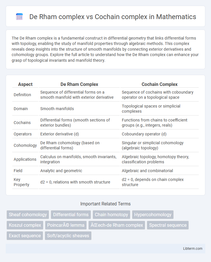 Cochain complex vs De Rham complex in Mathematics - What is The Difference?