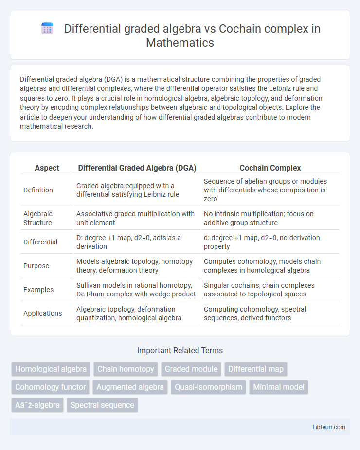 Cochain complex vs Differential graded algebra in Mathematics - What is The Difference?