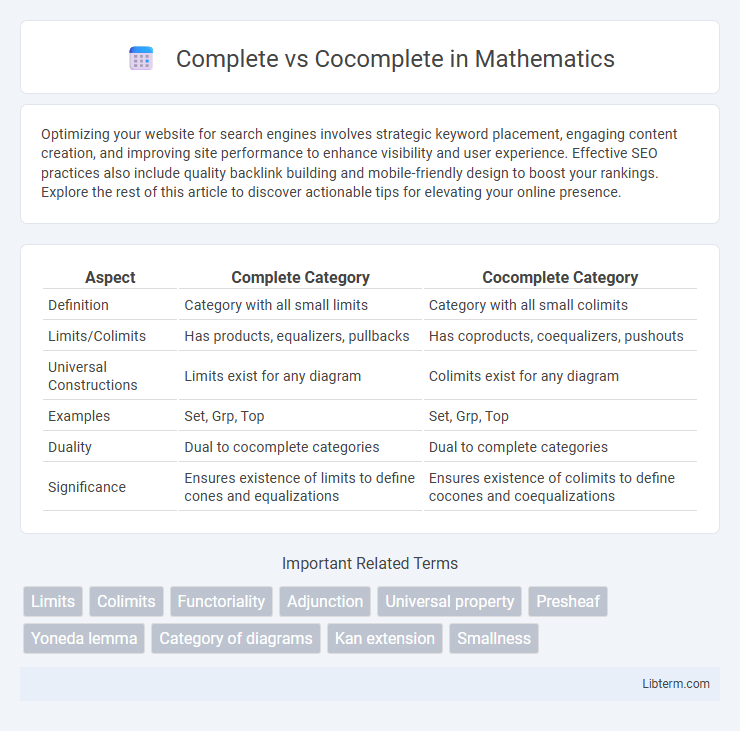 Cocomplete vs Complete in Mathematics - What is The Difference?