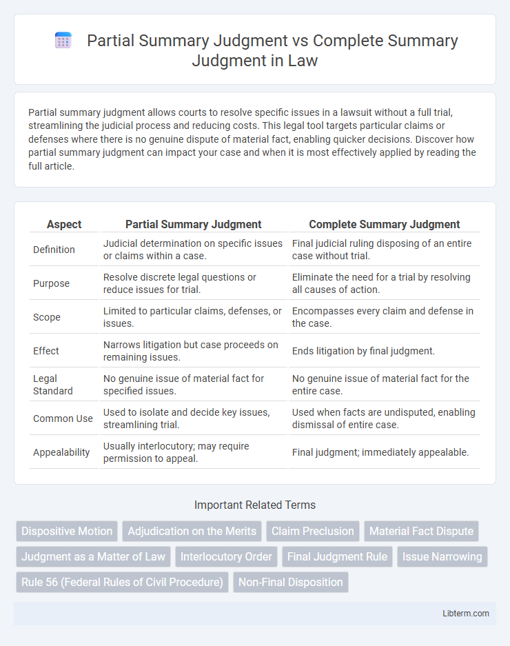 Complete Summary Judgment vs Partial Summary Judgment in Law - What is The Difference?