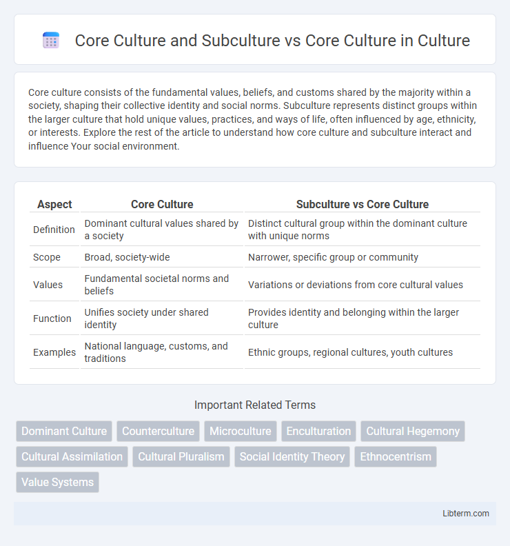 Core Culture vs Core Culture and Subculture in Culture - What is The Difference?