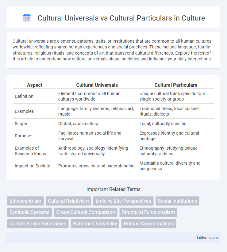 Cultural Particulars vs Cultural Universals in Culture - What is The Difference?